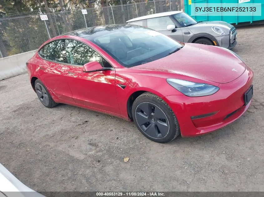 2022 Tesla Model 3 Long Range Dual Motor All-Wheel Drive VIN: 5YJ3E1EB6NF252133 Lot: 40553129