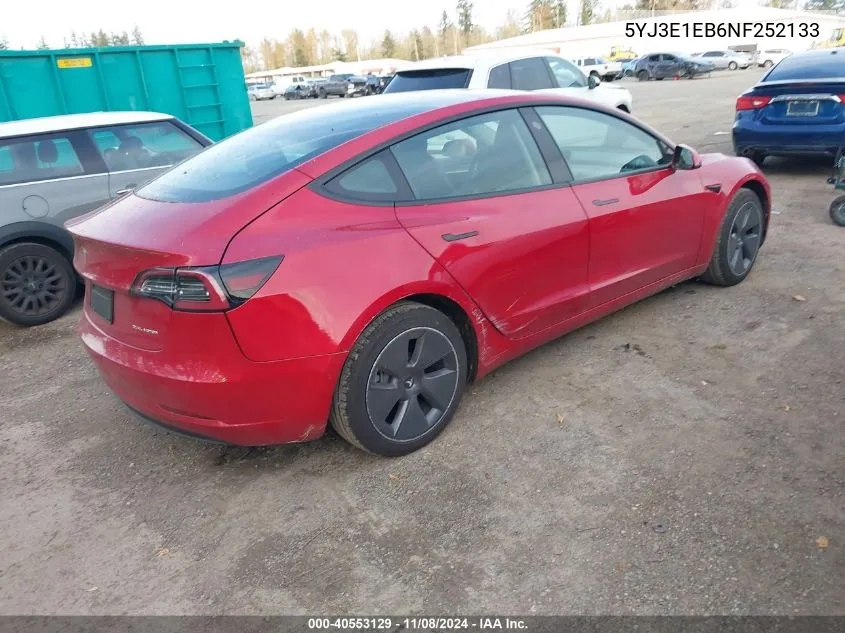 2022 Tesla Model 3 Long Range Dual Motor All-Wheel Drive VIN: 5YJ3E1EB6NF252133 Lot: 40553129