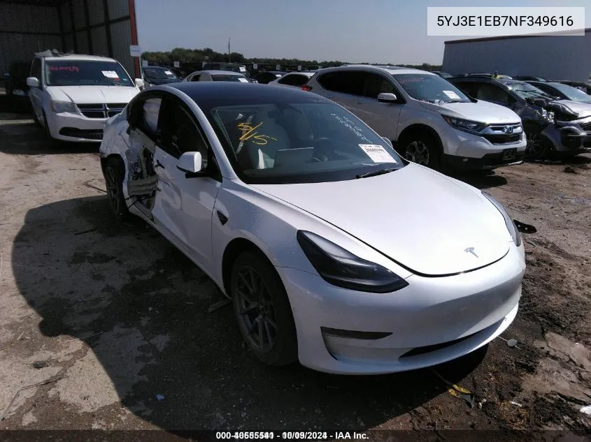 2022 Tesla Model 3 Long Range Dual Motor All-Wheel Drive VIN: 5YJ3E1EB7NF349616 Lot: 40555541