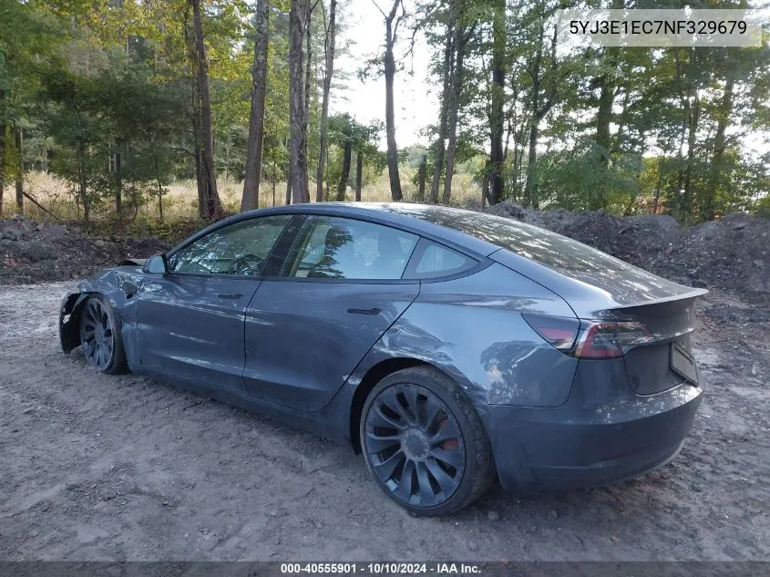 2022 Tesla Model 3 Performance Dual Motor All-Wheel Drive VIN: 5YJ3E1EC7NF329679 Lot: 40555901