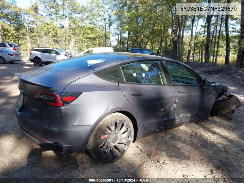 2022 Tesla Model 3 Performance Dual Motor All-Wheel Drive VIN: 5YJ3E1EC7NF329679 Lot: 40555901