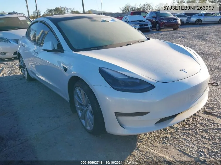 2022 Tesla Model 3 Long Range Dual Motor All-Wheel Drive VIN: 5YJ3E1EB9NF263997 Lot: 40562746