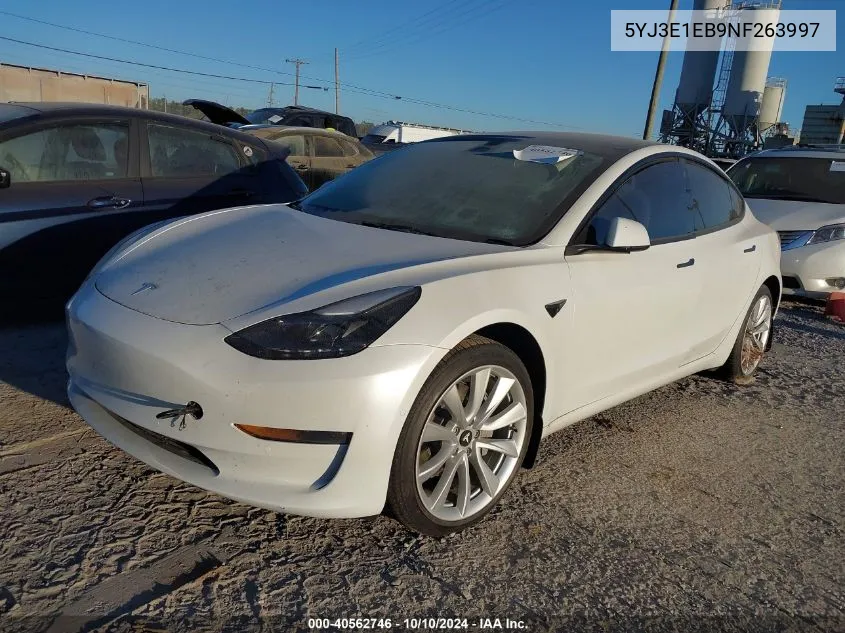 2022 Tesla Model 3 Long Range Dual Motor All-Wheel Drive VIN: 5YJ3E1EB9NF263997 Lot: 40562746