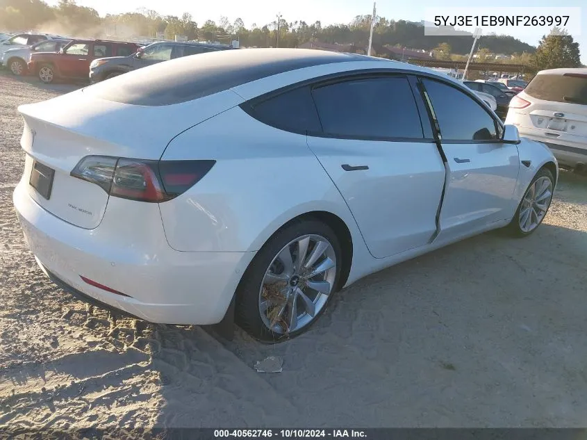 2022 Tesla Model 3 Long Range Dual Motor All-Wheel Drive VIN: 5YJ3E1EB9NF263997 Lot: 40562746