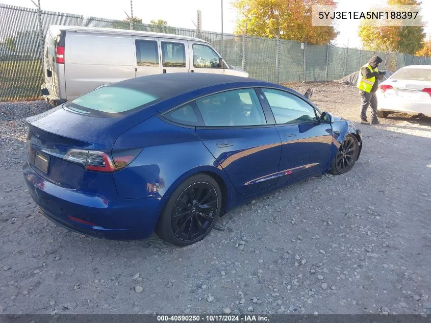 2022 Tesla Model 3 Rear-Wheel Drive VIN: 5YJ3E1EA5NF188397 Lot: 40590250