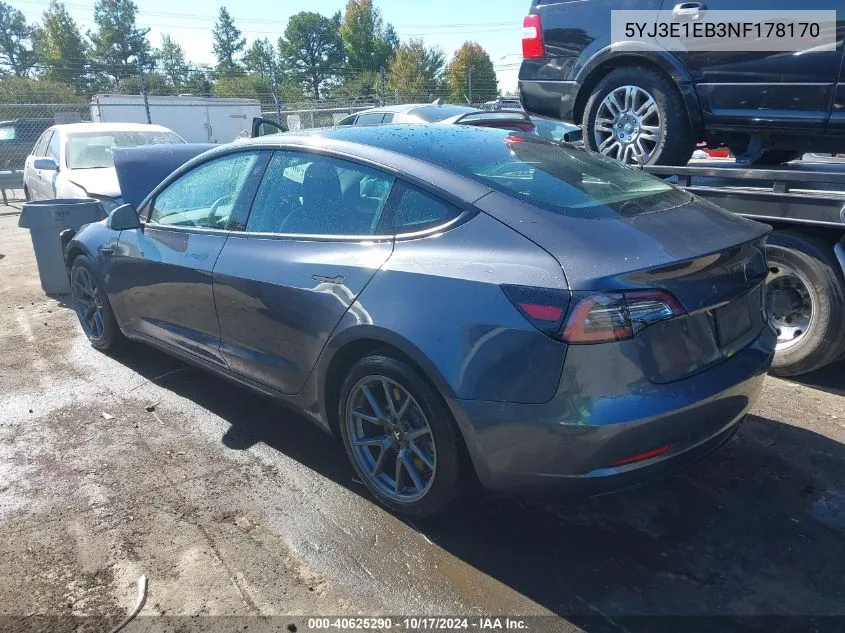 2022 Tesla Model 3 Long Range Dual Motor All-Wheel Drive VIN: 5YJ3E1EB3NF178170 Lot: 40625290