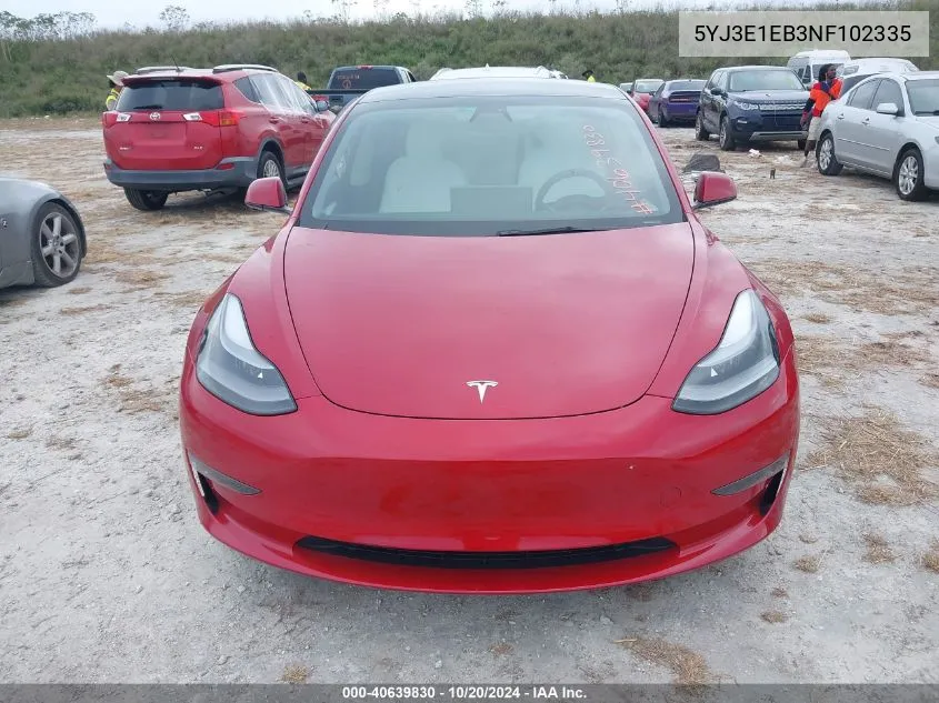 2022 Tesla Model 3 Long Range Dual Motor All-Wheel Drive VIN: 5YJ3E1EB3NF102335 Lot: 40639830