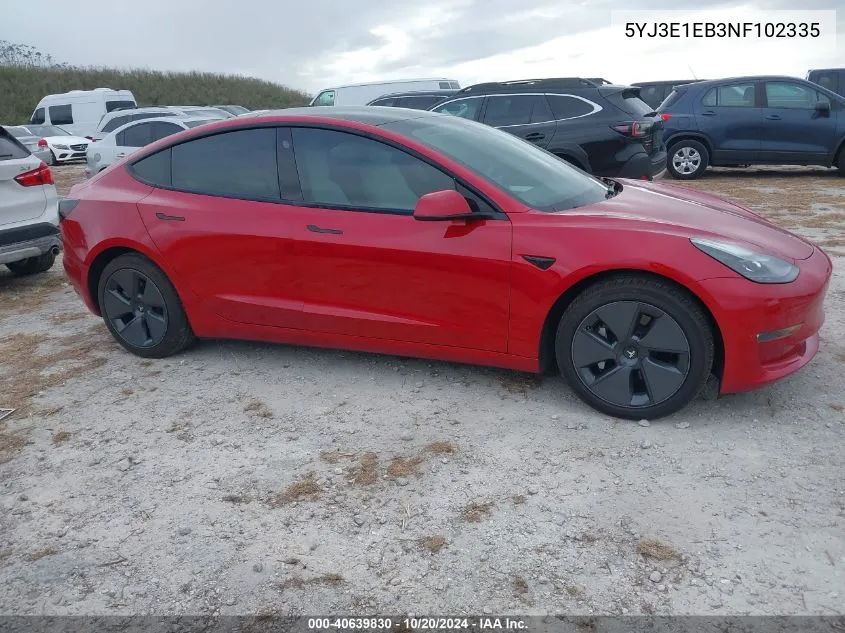 2022 Tesla Model 3 Long Range Dual Motor All-Wheel Drive VIN: 5YJ3E1EB3NF102335 Lot: 40639830