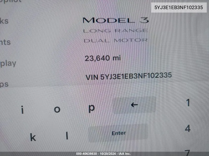 2022 Tesla Model 3 Long Range Dual Motor All-Wheel Drive VIN: 5YJ3E1EB3NF102335 Lot: 40639830