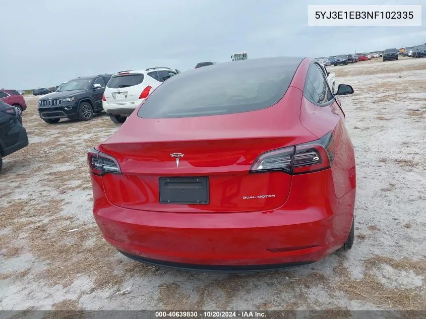 2022 Tesla Model 3 Long Range Dual Motor All-Wheel Drive VIN: 5YJ3E1EB3NF102335 Lot: 40639830