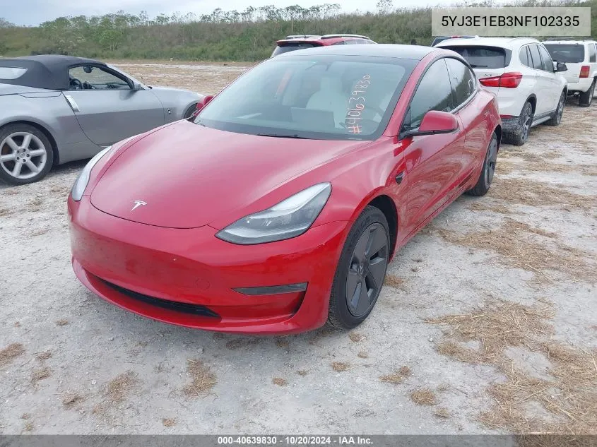 2022 Tesla Model 3 Long Range Dual Motor All-Wheel Drive VIN: 5YJ3E1EB3NF102335 Lot: 40639830