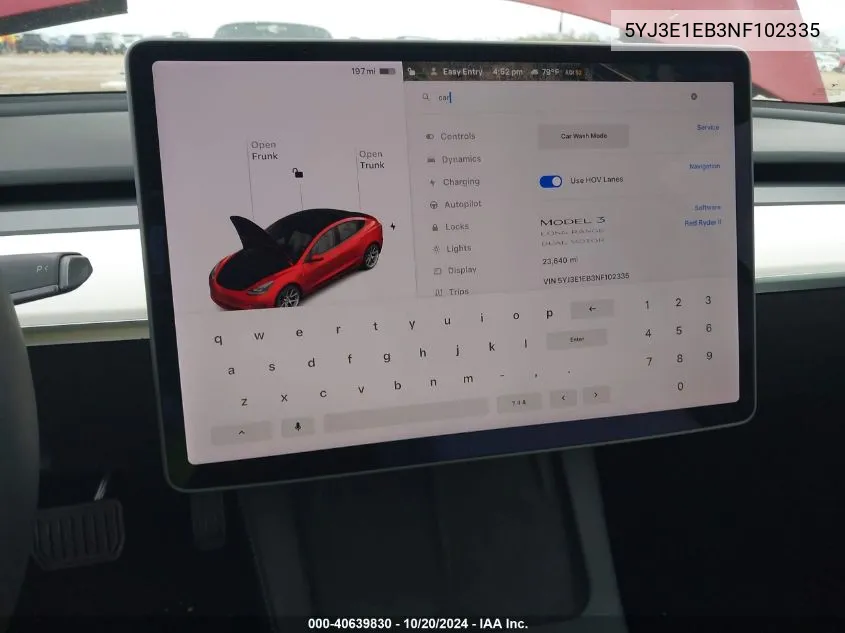 2022 Tesla Model 3 Long Range Dual Motor All-Wheel Drive VIN: 5YJ3E1EB3NF102335 Lot: 40639830