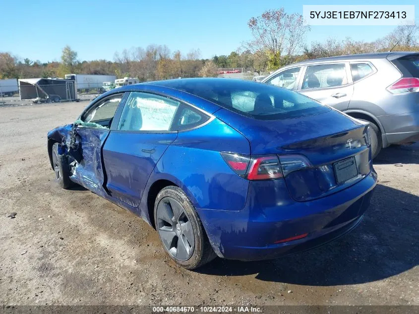 2022 Tesla Model 3 Long Range Dual Motor All-Wheel Drive VIN: 5YJ3E1EB7NF273413 Lot: 40684670