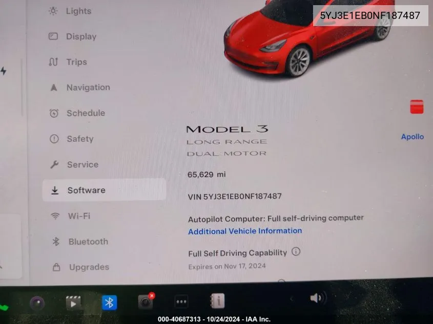 2022 Tesla Model 3 Long Range Dual Motor All-Wheel Drive VIN: 5YJ3E1EB0NF187487 Lot: 40687313