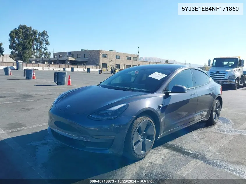 2022 Tesla Model 3 Long Range Dual Motor All-Wheel Drive VIN: 5YJ3E1EB4NF171860 Lot: 40718973