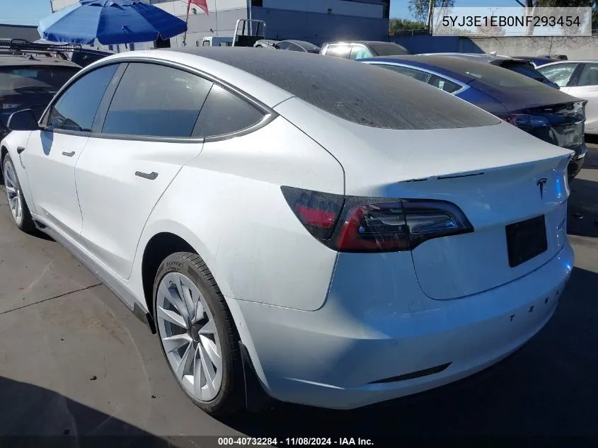 2022 Tesla Model 3 Long Range Dual Motor All-Wheel Drive VIN: 5YJ3E1EB0NF293454 Lot: 40732284