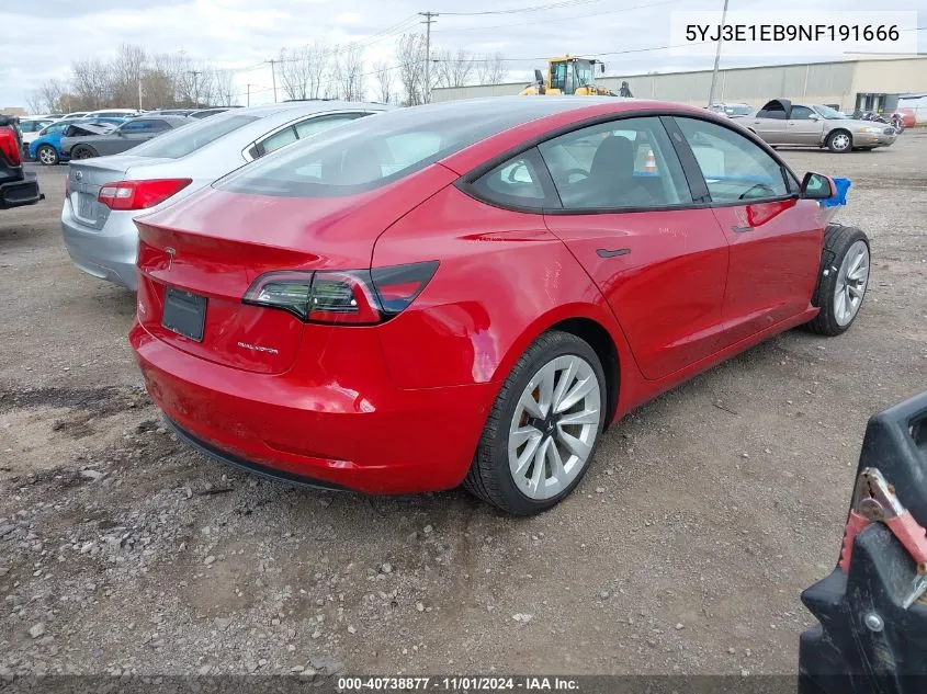 2022 Tesla Model 3 Long Range Dual Motor All-Wheel Drive VIN: 5YJ3E1EB9NF191666 Lot: 40738877