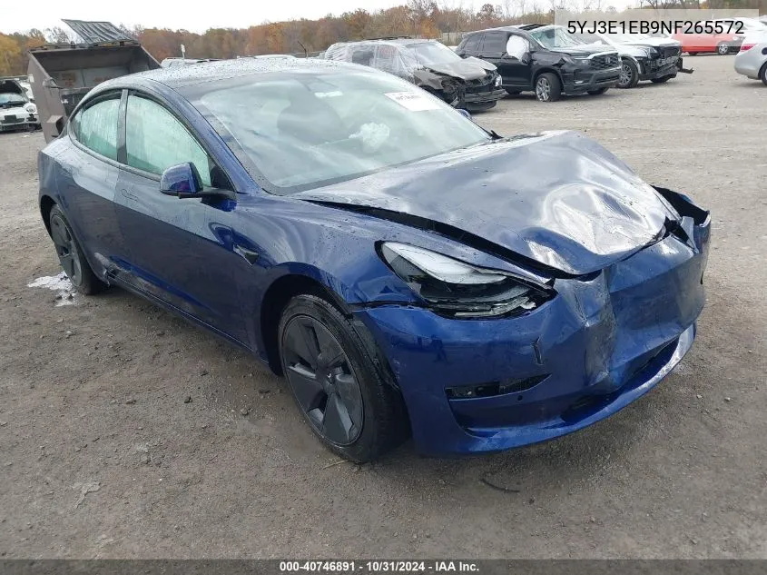 2022 Tesla Model 3 Long Range Dual Motor All-Wheel Drive VIN: 5YJ3E1EB9NF265572 Lot: 40746891