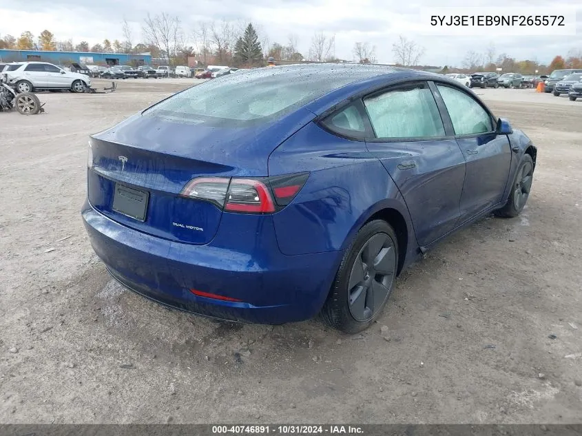 2022 Tesla Model 3 Long Range Dual Motor All-Wheel Drive VIN: 5YJ3E1EB9NF265572 Lot: 40746891