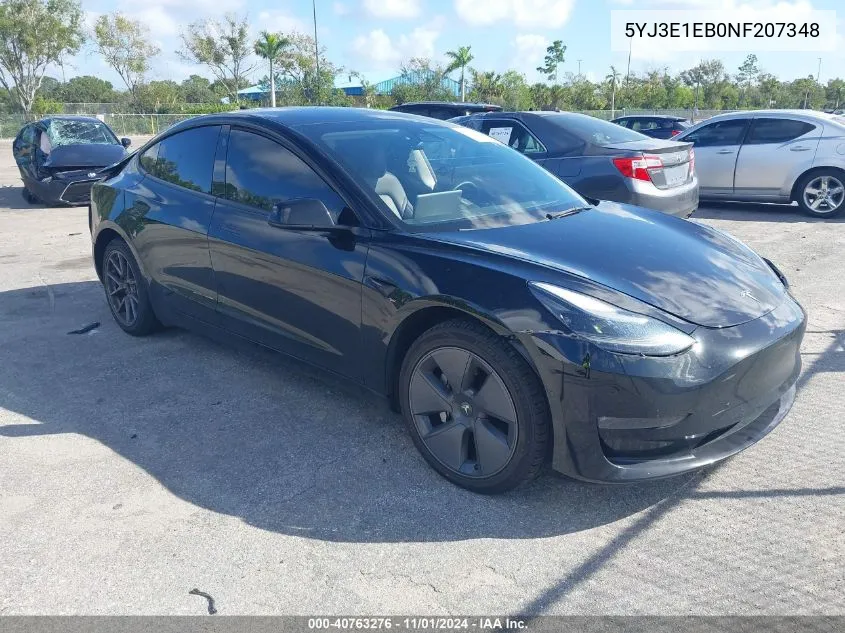 2022 Tesla Model 3 Long Range Dual Motor All-Wheel Drive VIN: 5YJ3E1EB0NF207348 Lot: 40763276