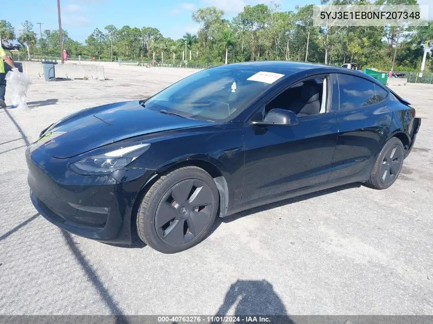 2022 Tesla Model 3 Long Range Dual Motor All-Wheel Drive VIN: 5YJ3E1EB0NF207348 Lot: 40763276