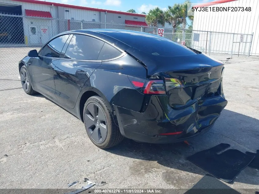 2022 Tesla Model 3 Long Range Dual Motor All-Wheel Drive VIN: 5YJ3E1EB0NF207348 Lot: 40763276