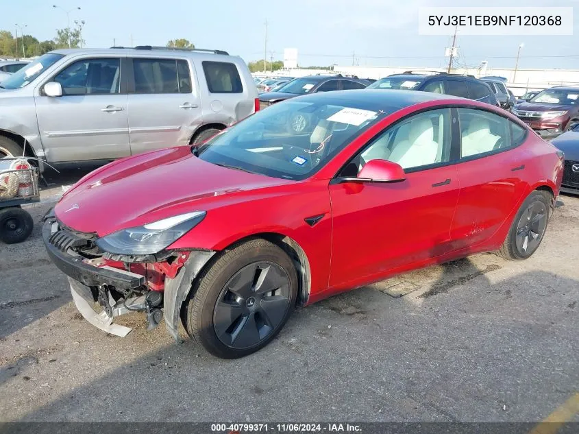 2022 Tesla Model 3 Long Range Dual Motor All-Wheel Drive VIN: 5YJ3E1EB9NF120368 Lot: 40799371