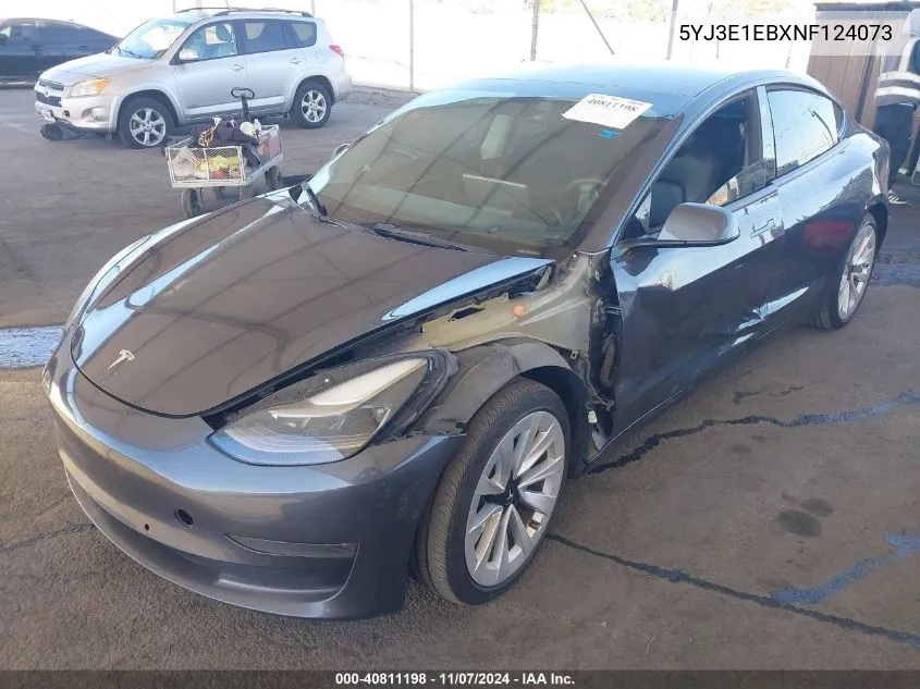 2022 Tesla Model 3 Long Range Dual Motor All-Wheel Drive VIN: 5YJ3E1EBXNF124073 Lot: 40811198