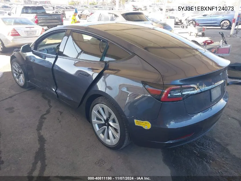 2022 Tesla Model 3 Long Range Dual Motor All-Wheel Drive VIN: 5YJ3E1EBXNF124073 Lot: 40811198