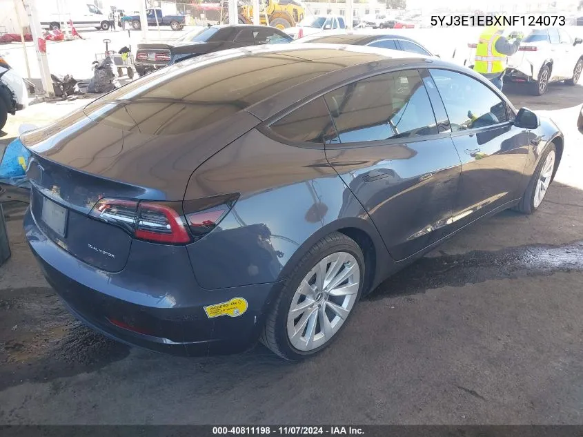 2022 Tesla Model 3 Long Range Dual Motor All-Wheel Drive VIN: 5YJ3E1EBXNF124073 Lot: 40811198