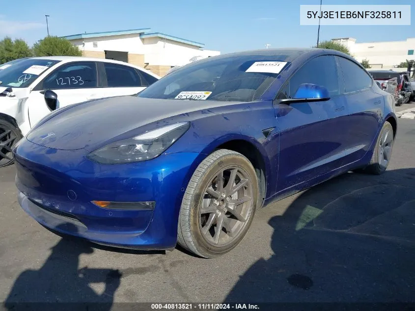 2022 Tesla Model 3 Long Range Dual Motor All-Wheel Drive VIN: 5YJ3E1EB6NF325811 Lot: 40813521