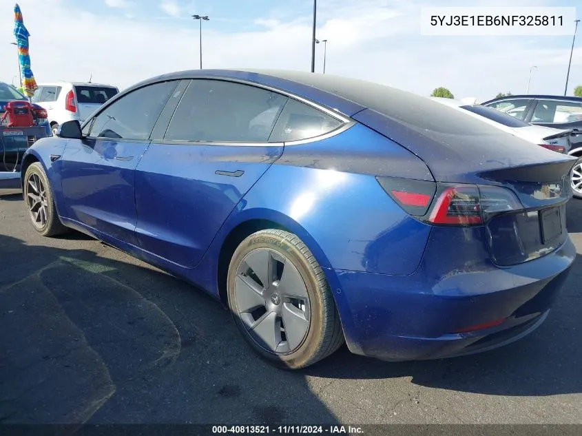 2022 Tesla Model 3 Long Range Dual Motor All-Wheel Drive VIN: 5YJ3E1EB6NF325811 Lot: 40813521