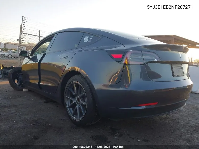 2022 Tesla Model 3 Long Range Dual Motor All-Wheel Drive VIN: 5YJ3E1EB2NF207271 Lot: 40826245