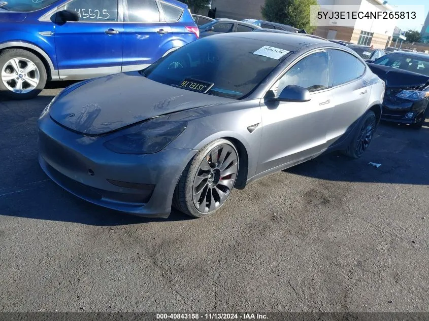 2022 Tesla Model 3 Performance Dual Motor All-Wheel Drive VIN: 5YJ3E1EC4NF265813 Lot: 40843158