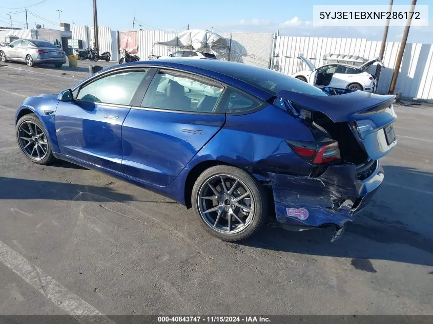 2022 Tesla Model 3 Long Range Dual Motor All-Wheel Drive VIN: 5YJ3E1EBXNF286172 Lot: 40843747