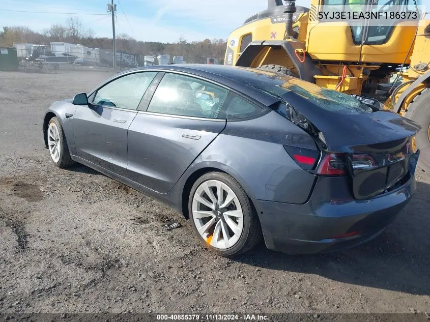 2022 Tesla Model 3 Rear-Wheel Drive VIN: 5YJ3E1EA3NF186373 Lot: 40855379