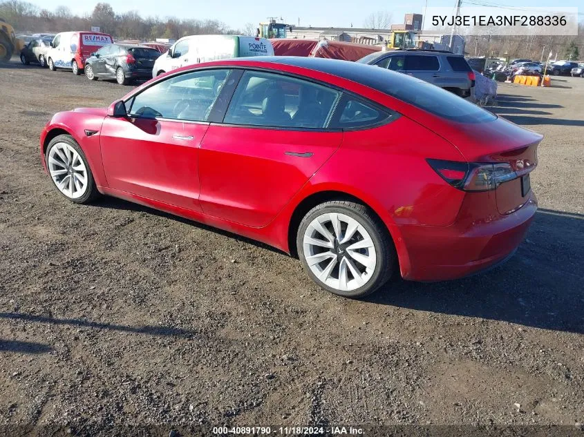 2022 Tesla Model 3 Rear-Wheel Drive VIN: 5YJ3E1EA3NF288336 Lot: 40891790