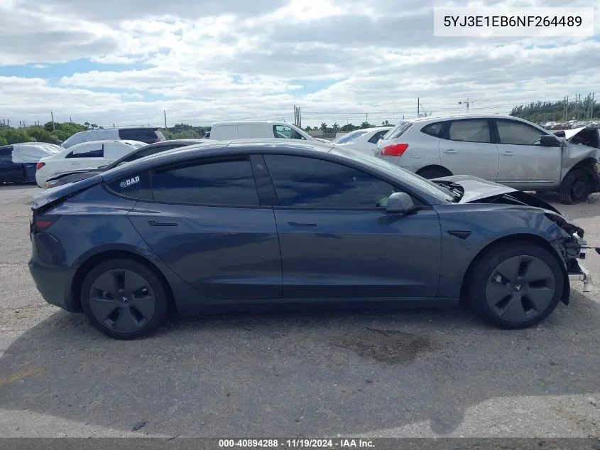 2022 Tesla Model 3 Long Range Dual Motor All-Wheel Drive VIN: 5YJ3E1EB6NF264489 Lot: 40894288