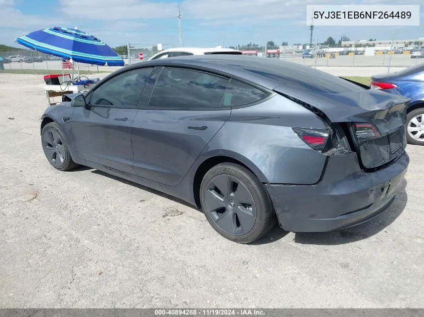 2022 Tesla Model 3 Long Range Dual Motor All-Wheel Drive VIN: 5YJ3E1EB6NF264489 Lot: 40894288