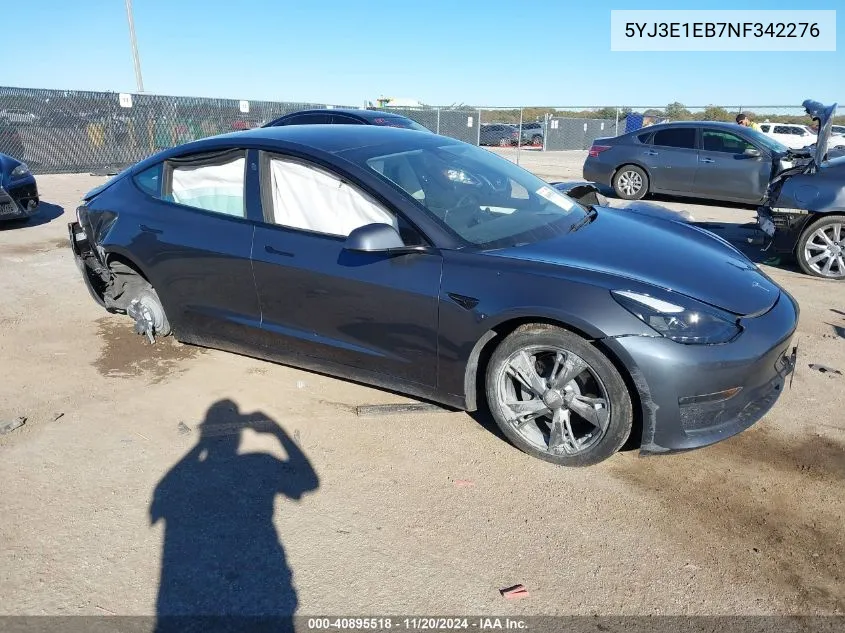 2022 Tesla Model 3 Long Range Dual Motor All-Wheel Drive VIN: 5YJ3E1EB7NF342276 Lot: 40895518