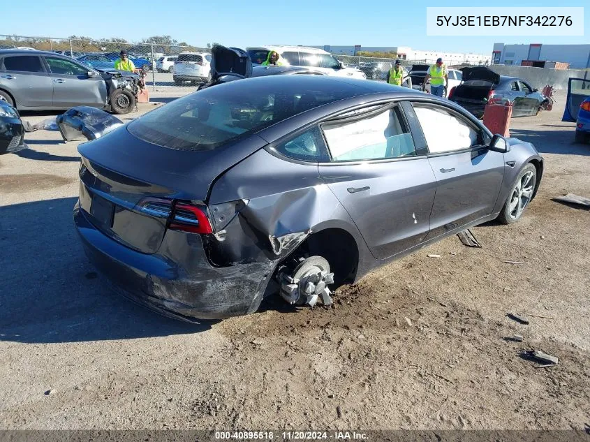 2022 Tesla Model 3 Long Range Dual Motor All-Wheel Drive VIN: 5YJ3E1EB7NF342276 Lot: 40895518