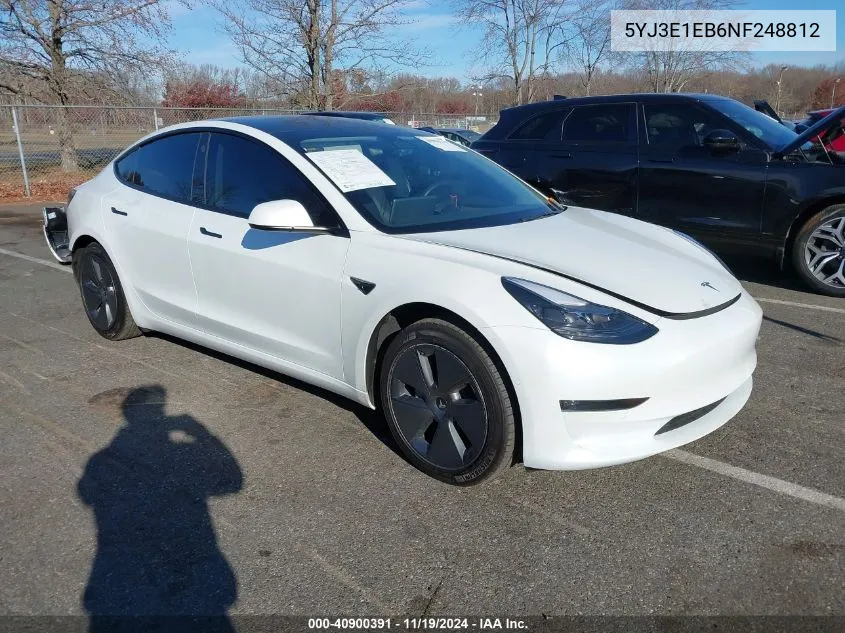 2022 Tesla Model 3 Long Range Dual Motor All-Wheel Drive VIN: 5YJ3E1EB6NF248812 Lot: 40900391