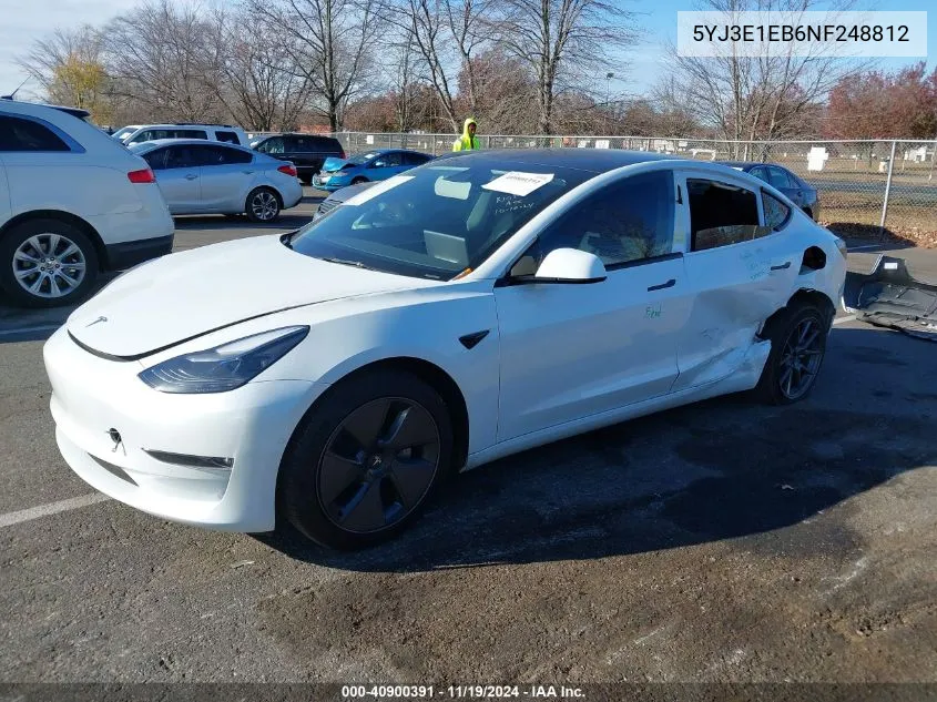 2022 Tesla Model 3 Long Range Dual Motor All-Wheel Drive VIN: 5YJ3E1EB6NF248812 Lot: 40900391