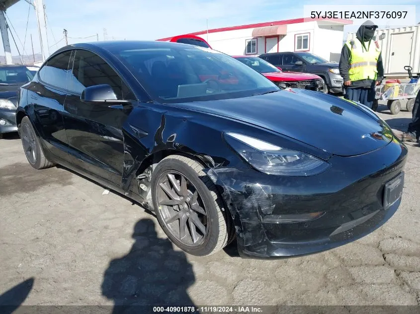 2022 Tesla Model 3 Rear-Wheel Drive VIN: 5YJ3E1EA2NF376097 Lot: 40901878