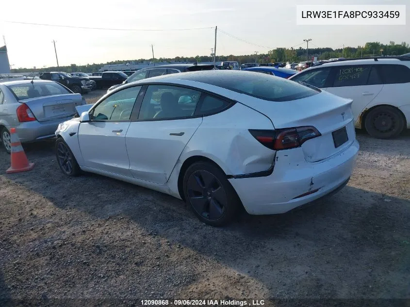 2023 Tesla Model 3 VIN: LRW3E1FA8PC933459 Lot: 12090868