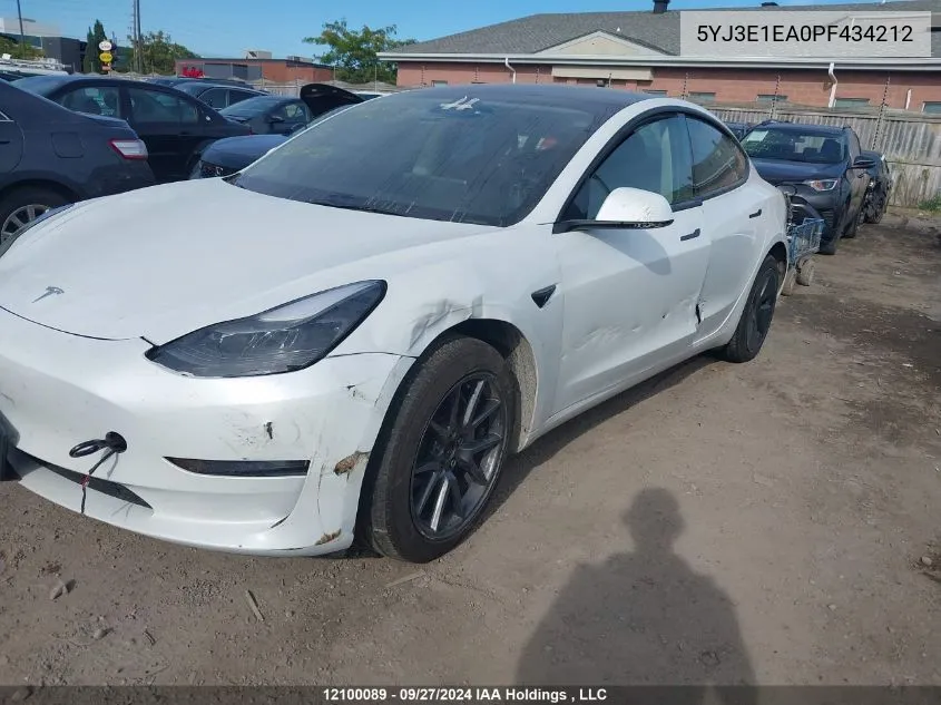 2023 Tesla Model 3 VIN: 5YJ3E1EA0PF434212 Lot: 12100089