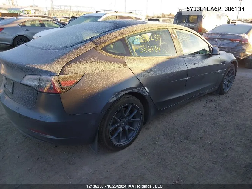 2023 Tesla Model 3 VIN: 5YJ3E1EA6PF386134 Lot: 12136230