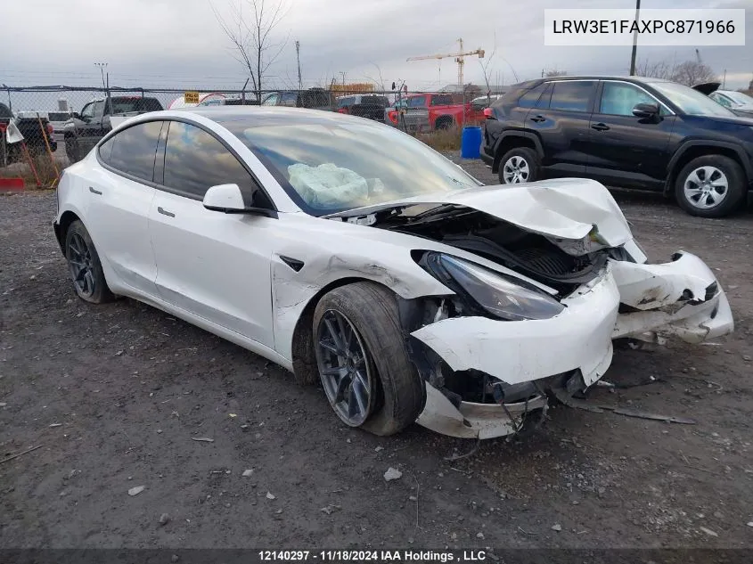 2023 Tesla Model 3 VIN: LRW3E1FAXPC871966 Lot: 12140297