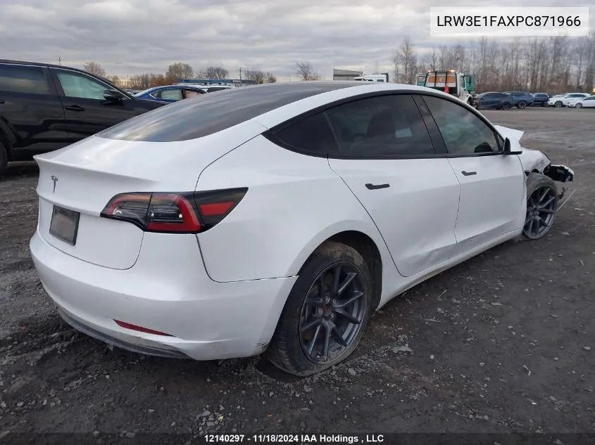 2023 Tesla Model 3 VIN: LRW3E1FAXPC871966 Lot: 12140297