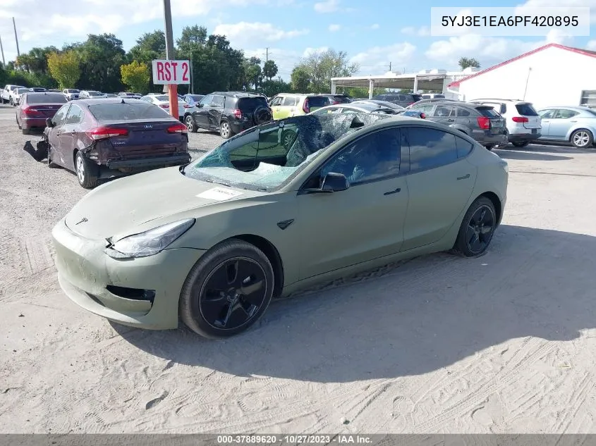 2023 Tesla Model 3 VIN: 5YJ3E1EA6PF420895 Lot: 37889620